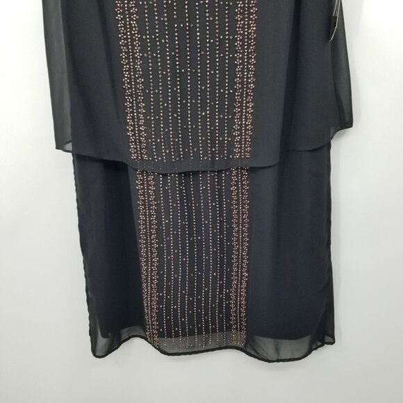 NWT S.L Fashions Black Bead Front Women's Popover Dress Size 12 - Picture 7 of 14
